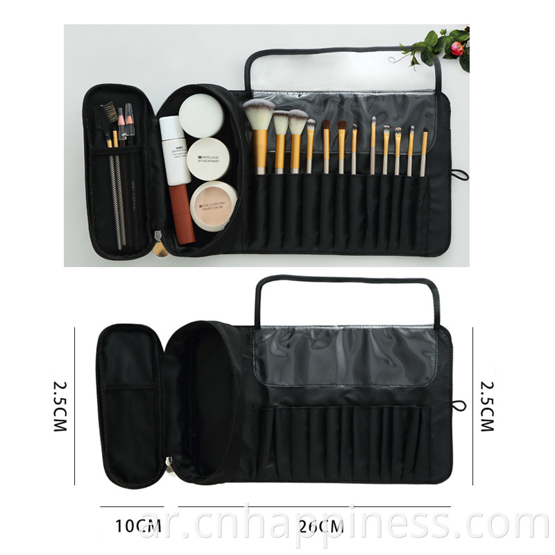 2022 rolling case pouch pouch pockets black cosmetic beauty bag custom قابلة للطي رخيصة السفر رجال لفة مجموعة فرشاة مكياج أدوات كيس